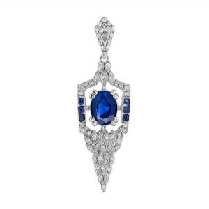 Blue Sapphire Diamond Pendant (P1960)