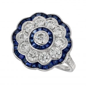 Diamond Sapphire Halo Engagement Ring (R2718)