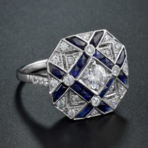 Alternative view of Diamond Sapphire Cocktail Ring (R2882)