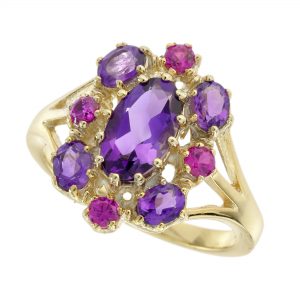 Amethyst Ruby Cluster Ring (R4968)
