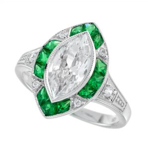 Diamond Emerald Halo Engagement Ring (R5432-2)