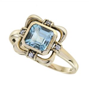 Blue Topaz Diamond Engagement Ring (R5881)