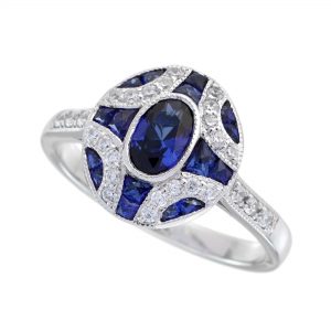 Blue Sapphire Diamond Engagement Ring (R5932)