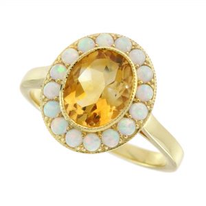 Citrine Opal Halo Engagement Ring (R5956)