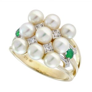 Pearl Emerald Diamond Ring (R5996)