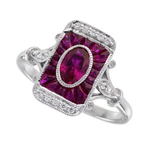 Ruby Diamond Engagement Ring (R3277-OV)