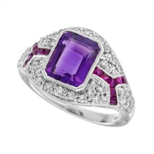 Amethyst Ruby Diamond Engagement Ring (R5407-3)