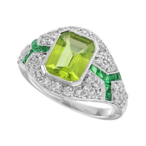 Peridot Emerald Diamond Engagement Ring (R5407-3)
