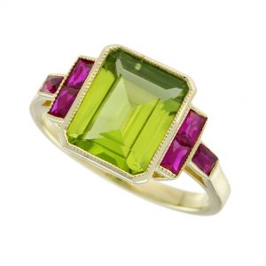 Peridot Ruby Engagement Ring (R5929)