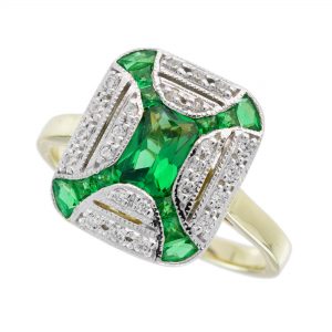Emerald Diamond Halo Ring (R6015)