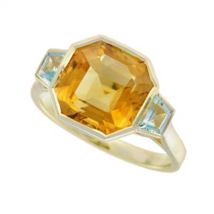 Citrine Blue Topaz Engagement Ring (R6038-10)